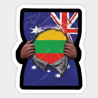 Lithuania Flag Australian Flag Ripped - Gift for Lithuanian From Lithuania Sticker